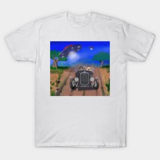 Flying Saucers Attack Teenage Hot Rodders T-Shirt